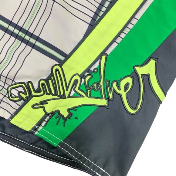 Quiksilver Mens Swim Trunks/Board Shorts Sz 34 Plaid Stripe #334D - Picture 3 of 7